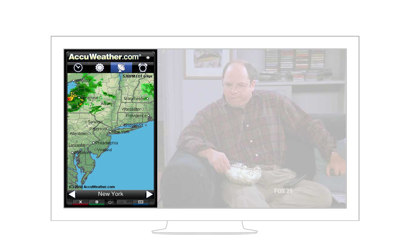 The AccuWeather widget on a TV