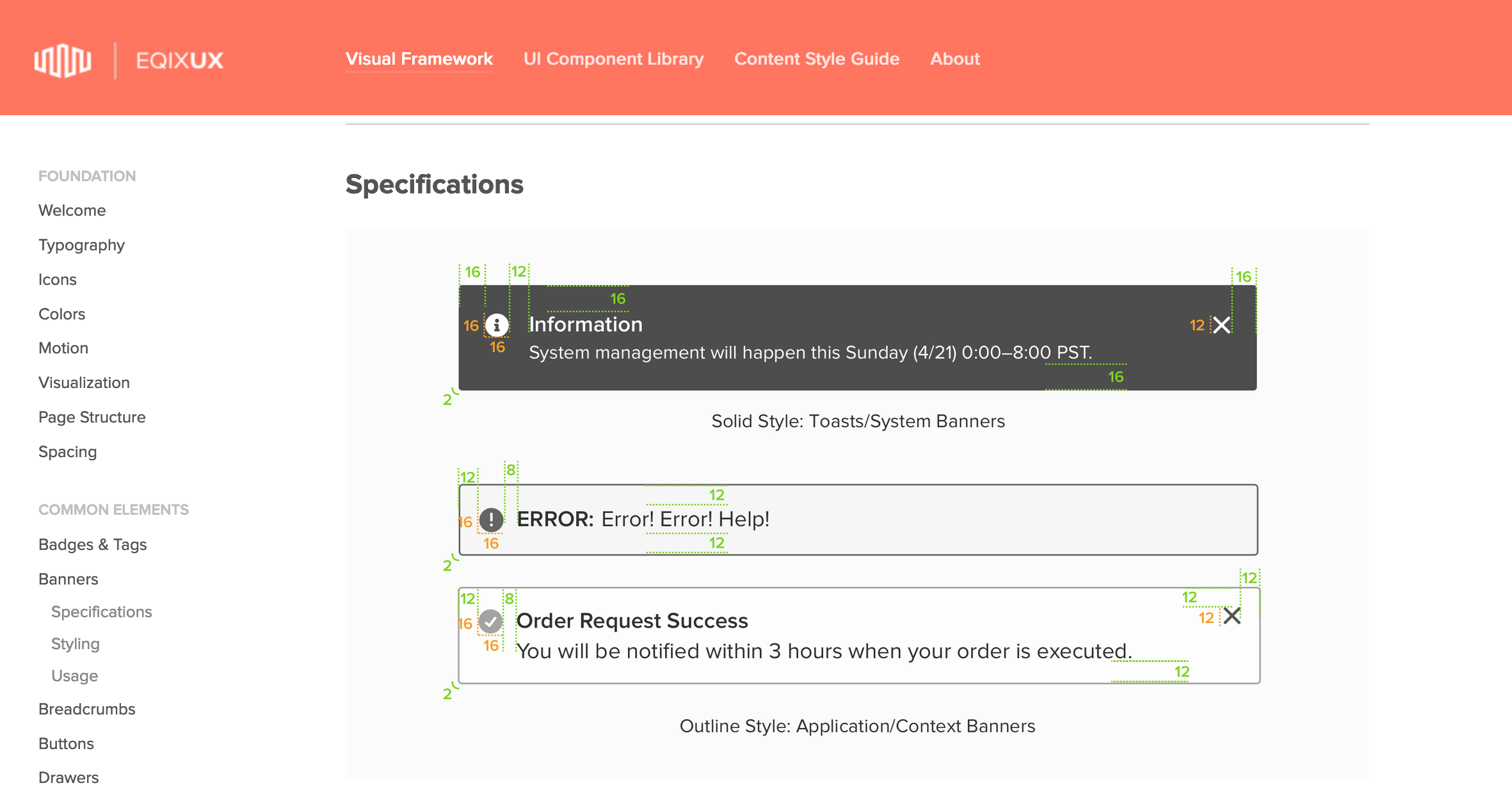 Banner UI Specifications