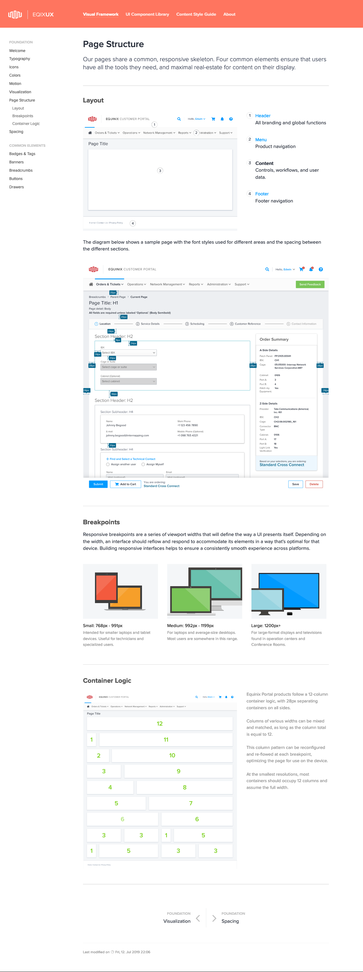 Page Structure Specifications