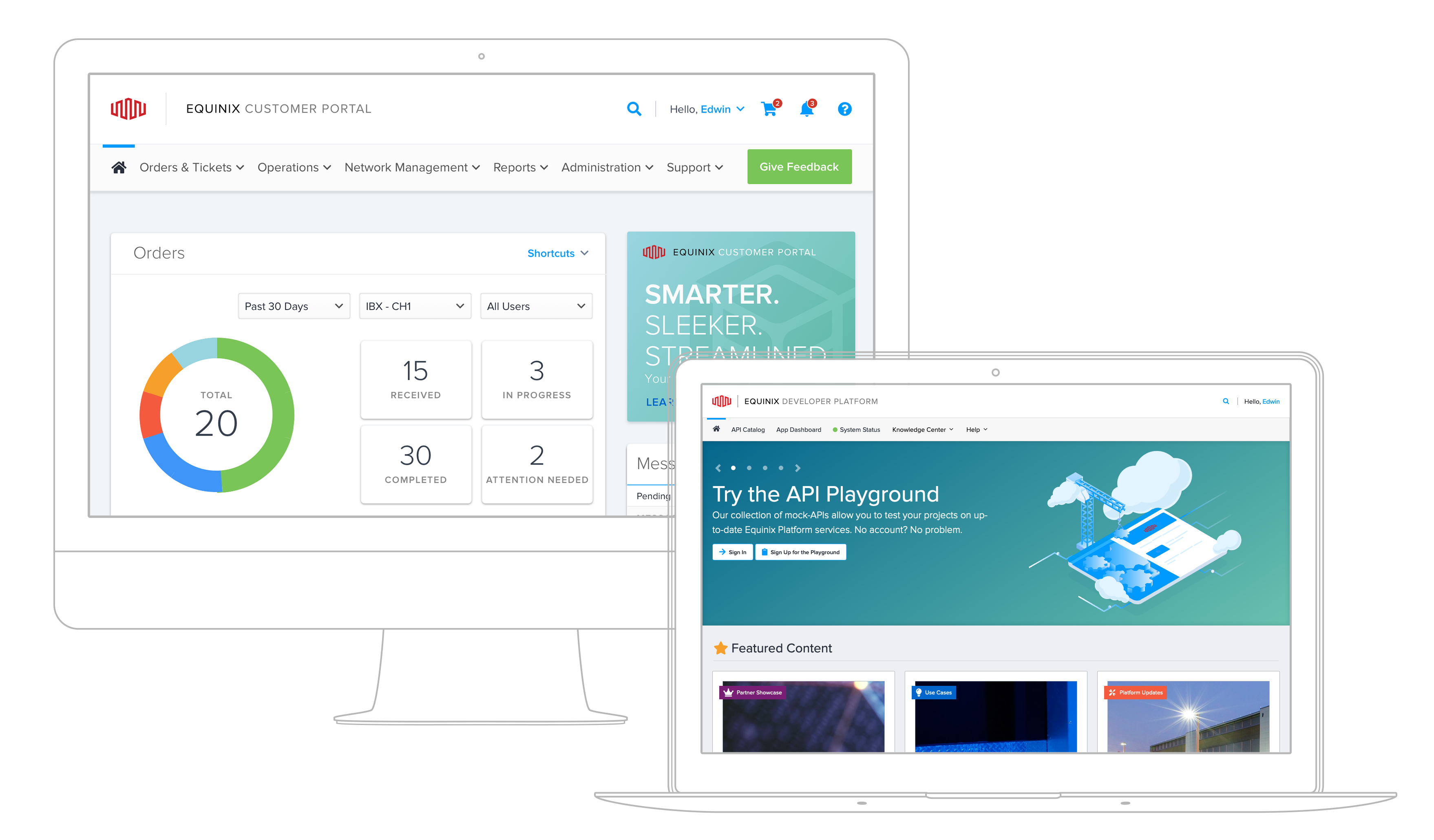 Equinix Portals on Desktops and Laptops