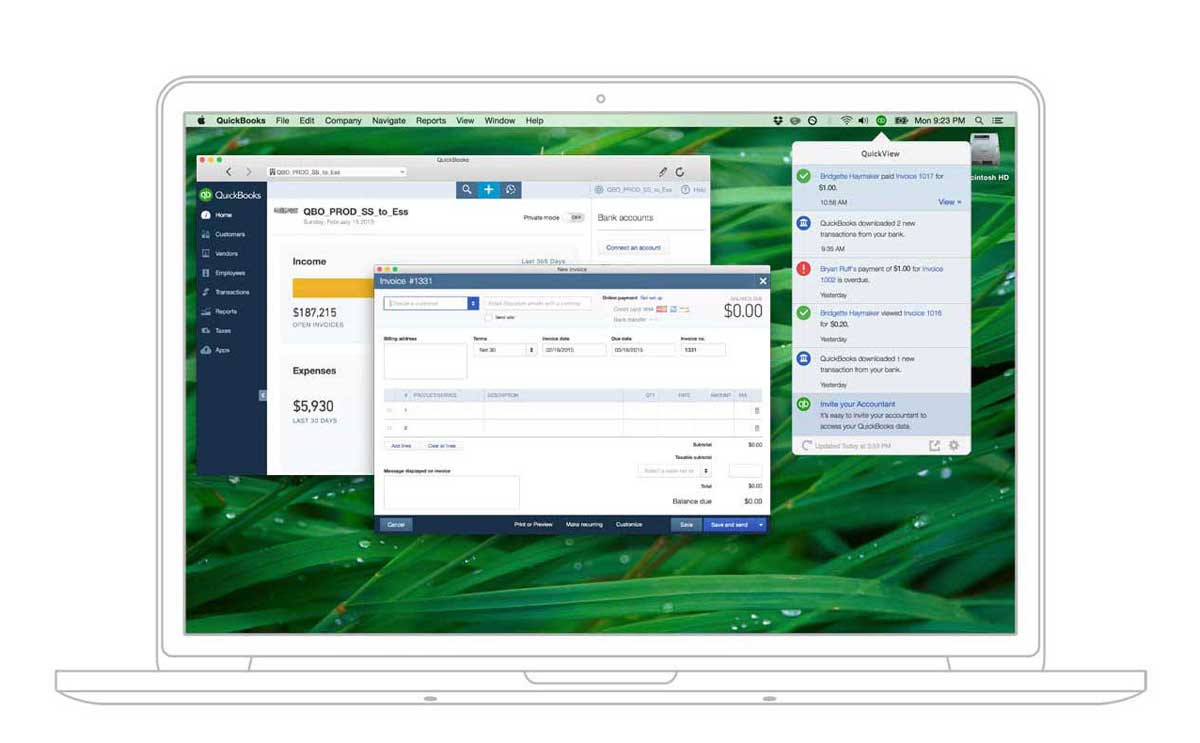 QuickBooks on a MacBook